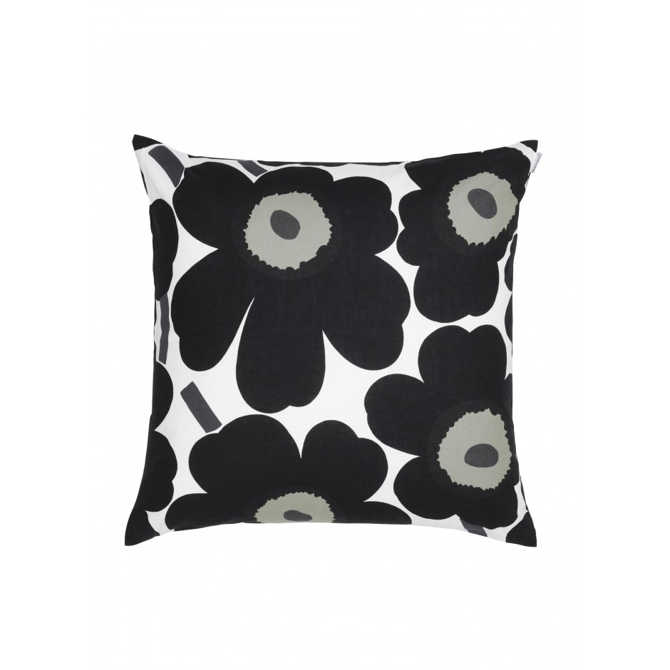 Pieni Unikko housse de coussin 50 x 50 cm, blanc, noir