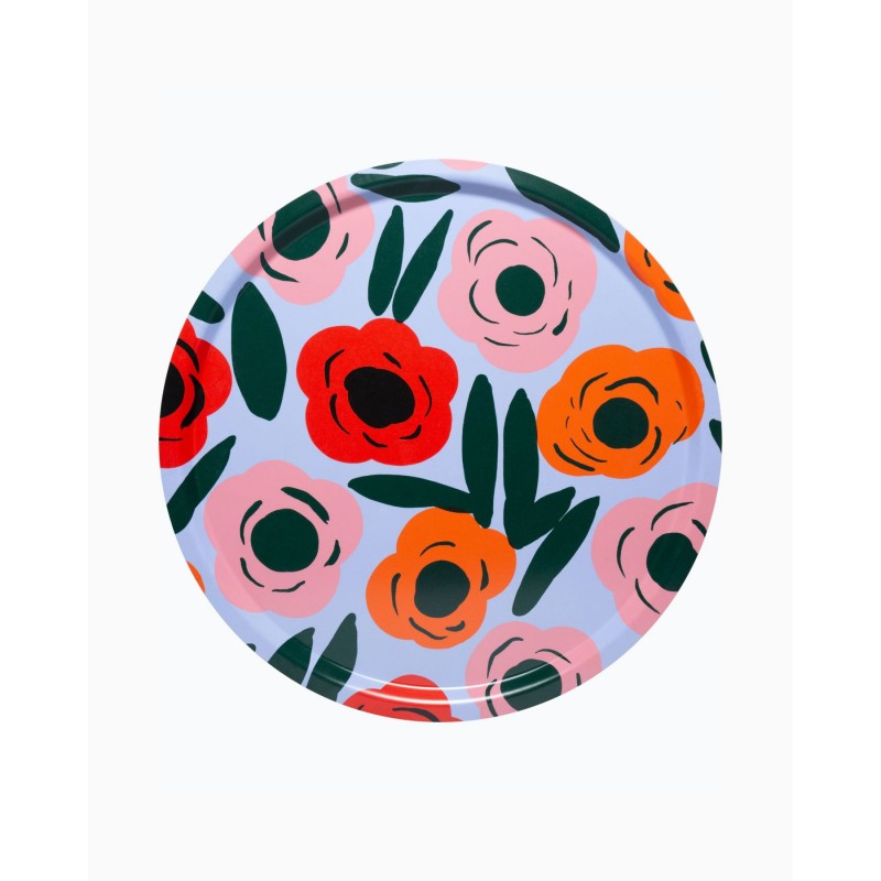 Plateau Marimekko rond en contreplaqué du bois de bouleau, diamètre 31 cm