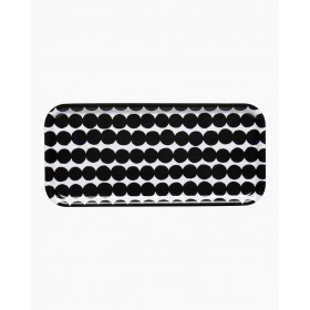 Plateau Marimekko Räsymatto, noir, blanc, plateau en bois, plateau rectanculaire, finnovashop