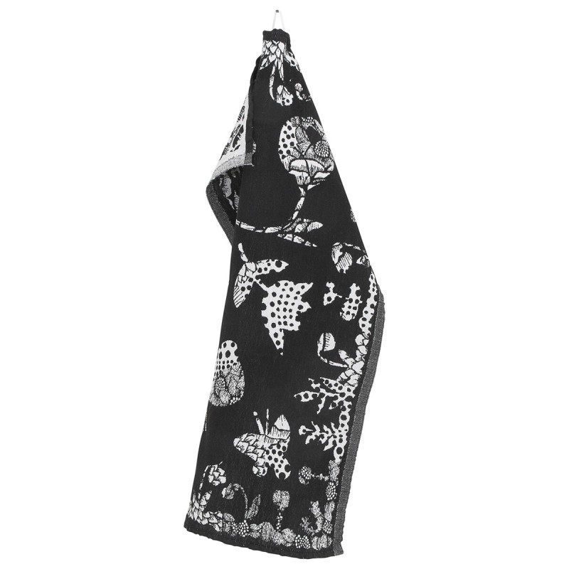 torchon en lin lavé, torchon jacquard, torchon noir et blanc, torchon certifié OKO-TEX, Lapuan Kankurit, Finlande torchon en lin lavé, torchon jacquard, torchon noir et blanc, torchon certifié OKO-TEX, Lapuan Kankurit, Finlande