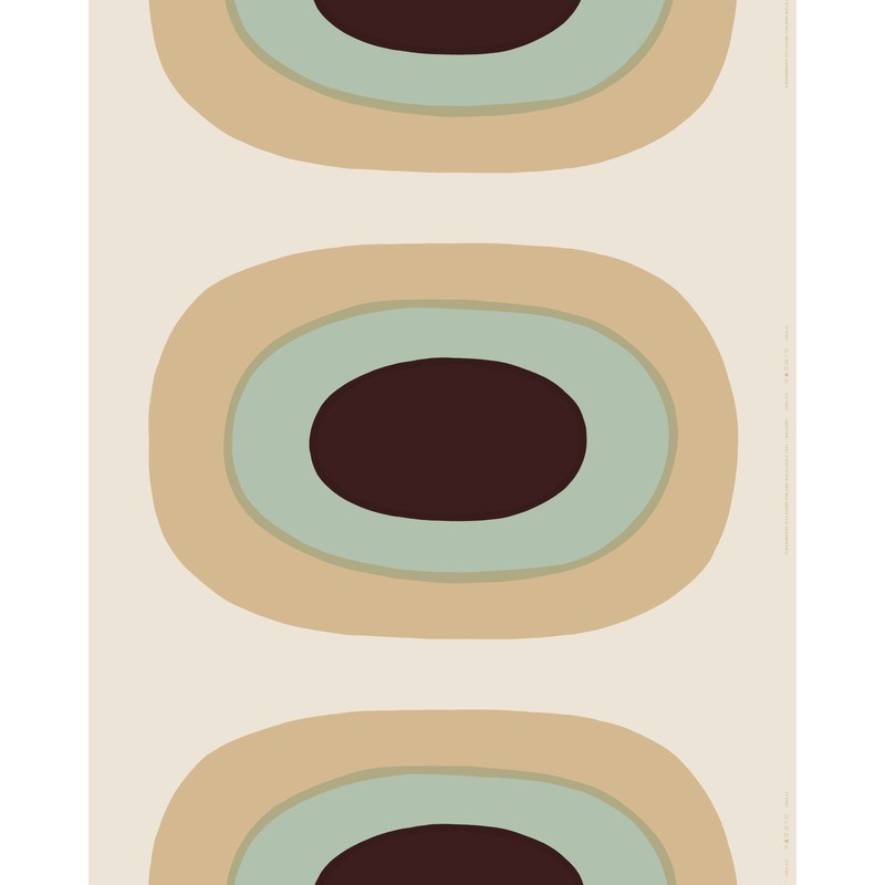 Tissu Melooni en mélange de lin et coton de Marimekko en coloris de beige, menthe et prune Tissu Melooni en mélange de lin et coton de Marimekko en coloris de beige, menthe et prune