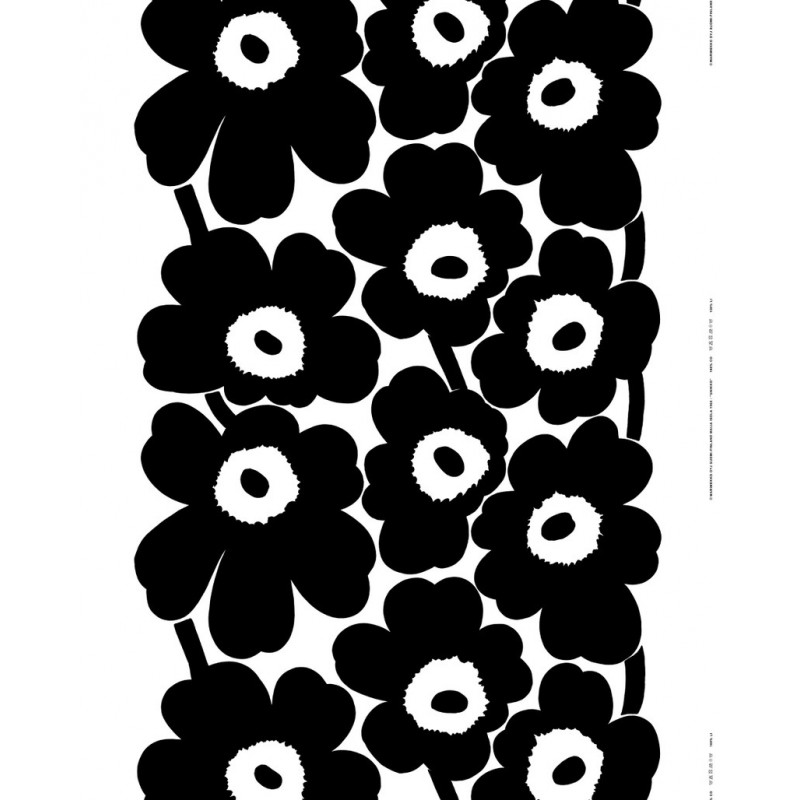 Coton enduit Unikko noir, Marimekko