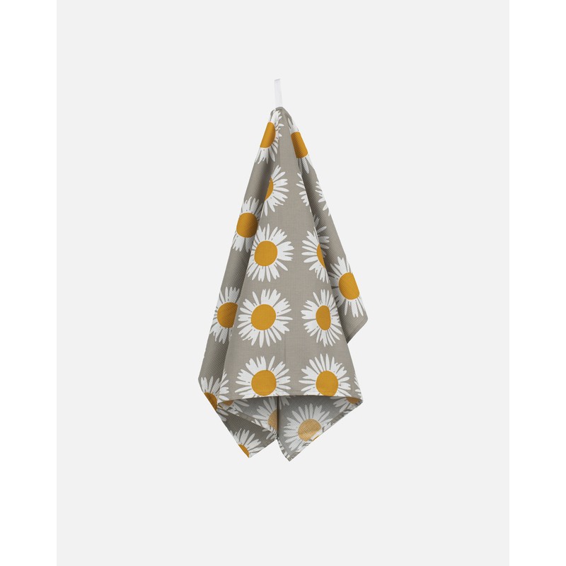 torchon Marimekko Auringonkukka, design de l'imprimé Maija Isola, Torchon décoré avec le motif Auringonkukka, tournesol torchon Marimekko Auringonkukka, design de l'imprimé Maija Isola, Torchon décoré avec le motif Auringonkukka, tournesol
