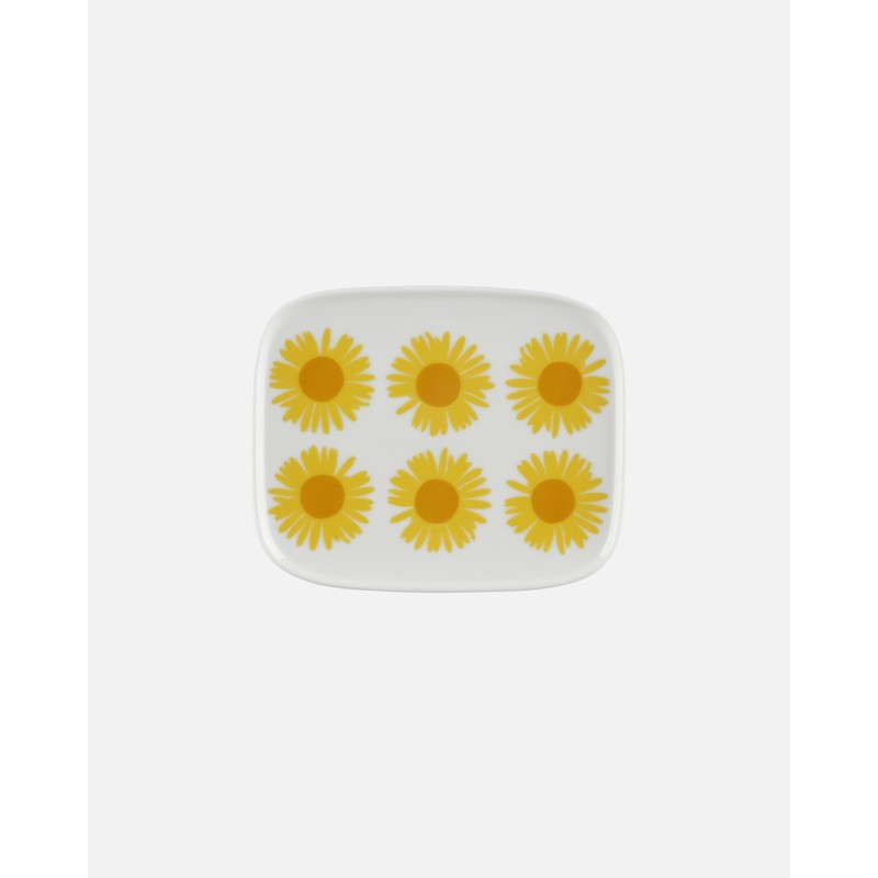 assiette Marimekko rectangulaire, assiette Auringonkukka, Assiette Maija Isola, assiette en grès blanc, assiette 15 x 12 cm assiette Marimekko rectangulaire, assiette Auringonkukka, Assiette Maija Isola, assiette en grès blanc, assiette 15 x 12 cm