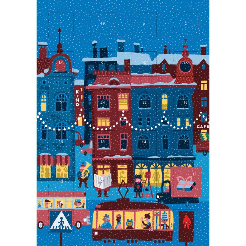 Calendrier de l'avent Kaupunki (ville en finnois) pour les petits et grands. Imprimé en Finlande. Calendrier de l'avent Kaupunki (ville en finnois) pour les petits et grands. Imprimé en Finlande.