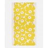 Nappe Unikko jaune de Marimekko en coton satiné, dimensions 140x250 cm